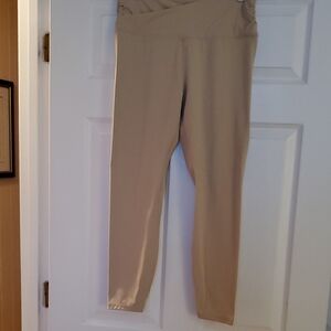 Ododos Tan Activewear Leggings W/ Ctoss Front Waist. NWOT